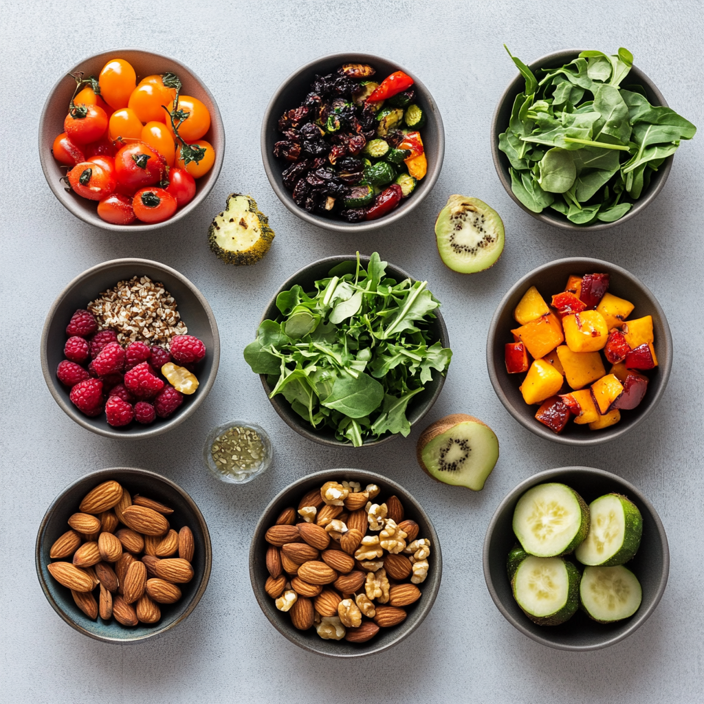 A plate of roasted potatoes with scrambled eggs and avocado
